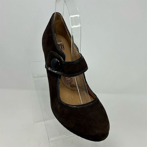 Sofft Mary Jane Chocolate Brown Suede Block Heel Pumps Size 7.5 Women's Casual - Picture 3 of 13
